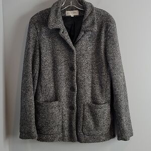 Sandro Button Front Salt & Pepper Jacket Medium